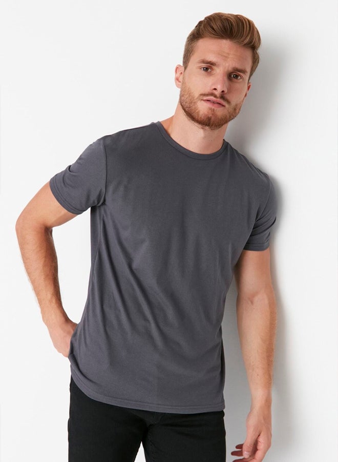 trendyol Anthracite Regular/Normal Cut Short Sleeve T-Shirt TMNSS22TS0271  - Image 2