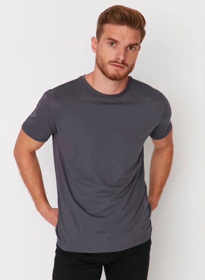 trendyol Anthracite Regular/Normal Cut Short Sleeve T-Shirt TMNSS22TS0271  - Image 3