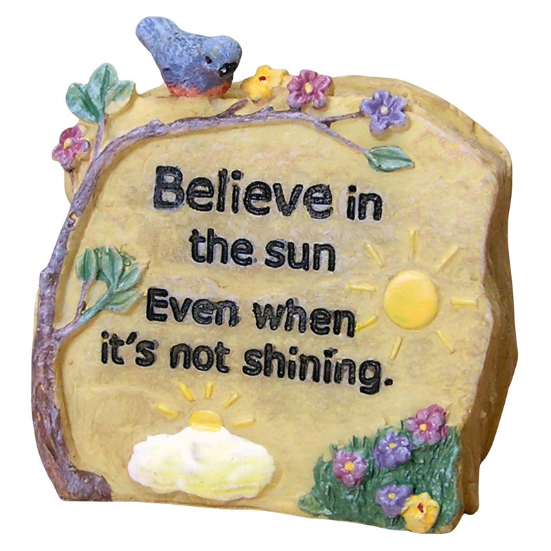 BANBERRY DESIGNS Desk Rock with Inspirational Message Believe in The Sun Even When Its Not Shining  Use in Plant  Home Dcor  Crafting  2 X 2