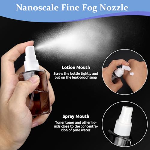 MAYCREATE® 4 in 1 Travel Bottles for Toiletries, 50ml Spray Bottle & Lotion Bottle Kit, Portable Travel Toiletry Bottles with Case, Leak-Proof Refillable Small Bottles for Travel for Shampoo Liquid - Image 3