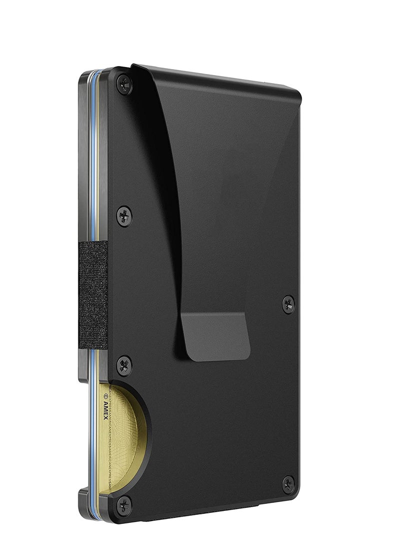 Metal Wallets Carbon Fiber Wallet for Men Slim Minimalist Front Pocket RFID Blocking with Money Clip Obsidian Cash Credit Card Holder - Image 1