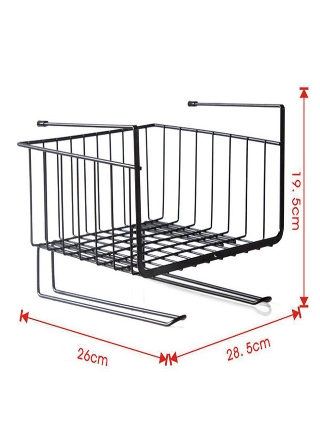 Pikify Under Shelf Hanger Basket Steel Wire Rack Storage for Kitchen & Bathroom Organizer Assorted Colour: Black (28.5 x 26 x 19.5cm) -3 Piece - Image 4