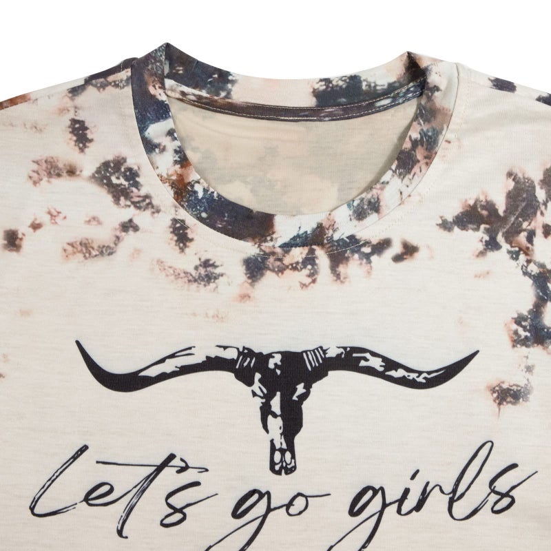 BANGELY Let's Go Girl Shirt Women Western Bleached T-Shirt Retro Country Music Tee Shirt Cowgirls Shirts Short Sleeve Tops - Image 4
