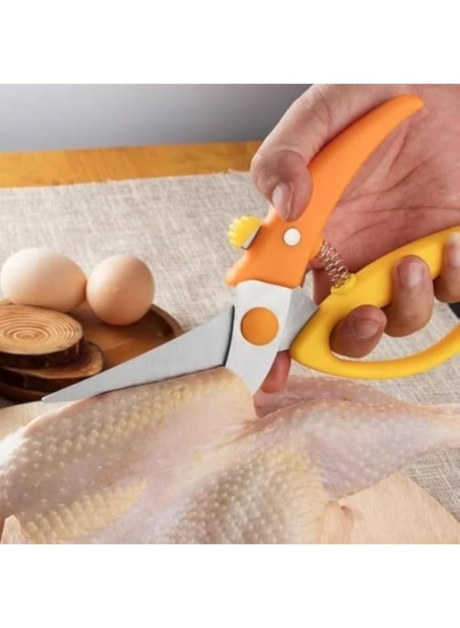 Professional Stainless Steel Kitchen Poultry Scissors - Spring Loaded Meat & Bone Shears with Safety Lock - Ergonomic Heavy Duty Kitchen Scissors. - Image 1