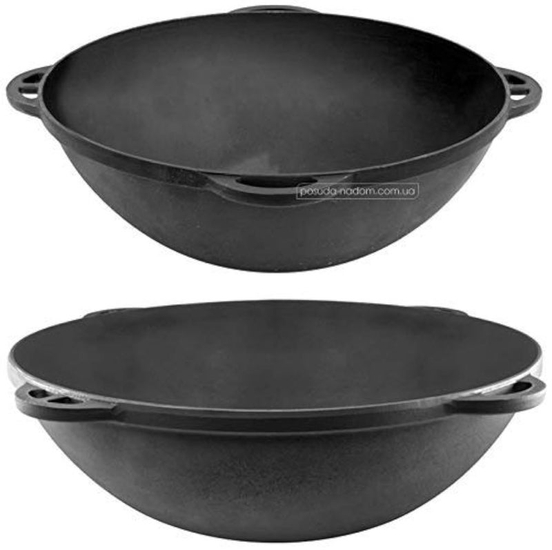 CKG Kazan Uzbek Cast Iron Kazan for Plov Making Cookware Insulated Double Handle Pan Wide Mouth Cast Iron Dutch Oven, Outdoor Cooking Frying Pot, Lodge Cast Iron Skillet, 8 L - Image 1