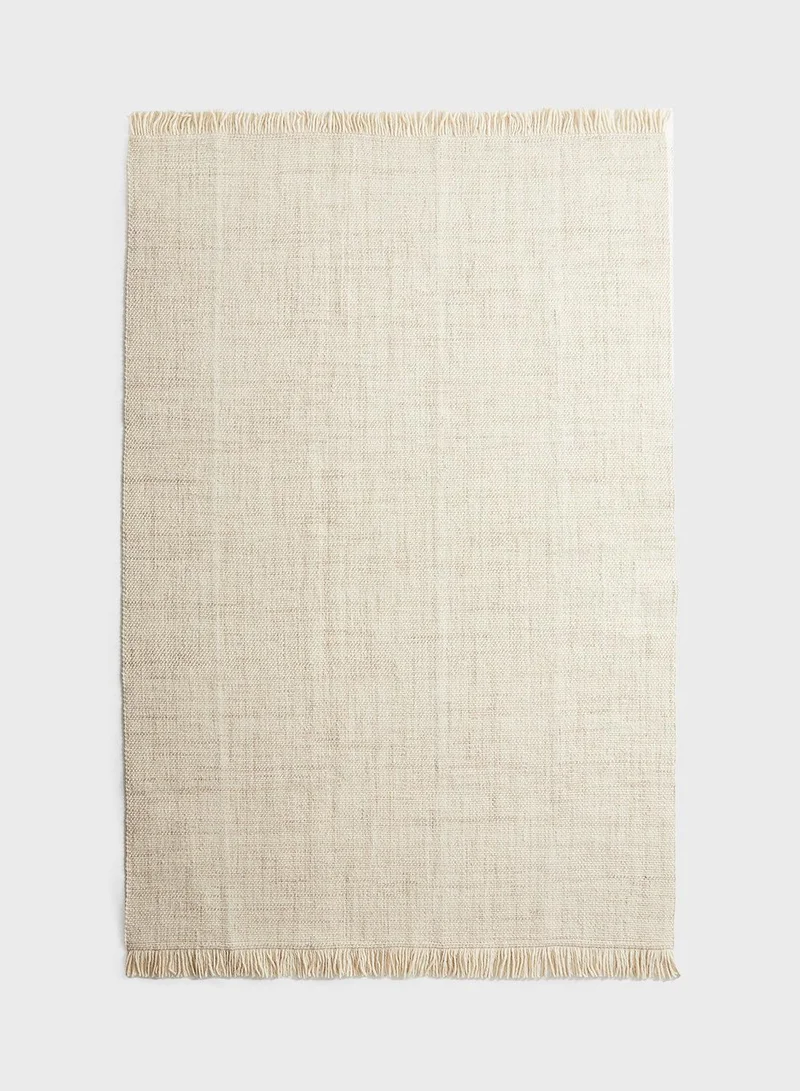 اتش اند ام Fringed Wool-Blend Rug