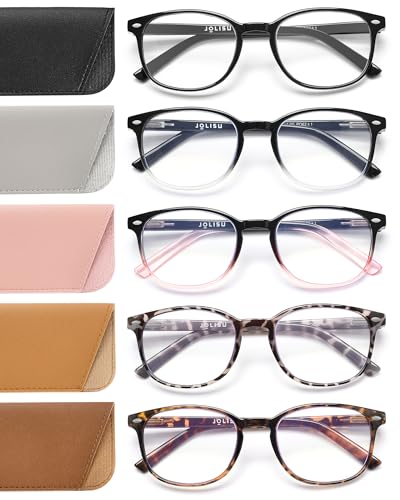 JOLISU 5 Pack Reading Glasses For Women Blue Light Blocking Computer Reader Spring Hinge Eyeglasses 400 - Image 1