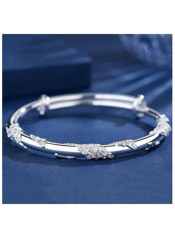GIFT Silver Bangle Bracelets for Women,Fashion Jewelry Simple Adjustable  Silver Cuff Bangles for Women Mom Wife Mothers Day Gift - Image 4