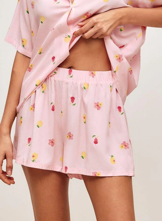 Undiz Shirt and shorts set with cocktail, flower, and lemon patterns