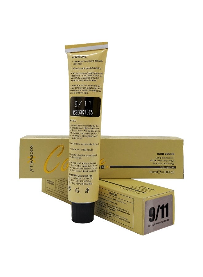 Kooswalla Hair Color - 9/11 Very Light Intense Ash Blonde - 100ml - Image 2
