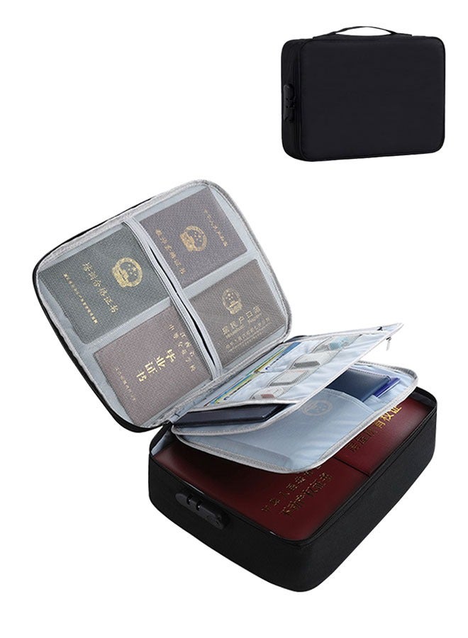 Document Bag with Lock Water-Resistant 3-Layer File Storage Case Document Safe Portable Travel Home Organizer Bag for Important File Passport Certificates Cash.