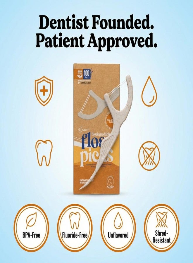 Trueocity Natural Floss Biodegradable Floss Picks 100ct – Double flossers for Adults, Individually Wrapped flossers, Double Thread, Strong, Unflavored, BPA Free, Fluoride Free, Eco Friendly - Image 5