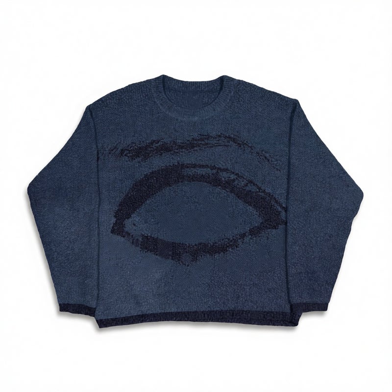 Round Neck Pullover Jacquard Knit Sweater Long Sleeve Loose Top - Image 3