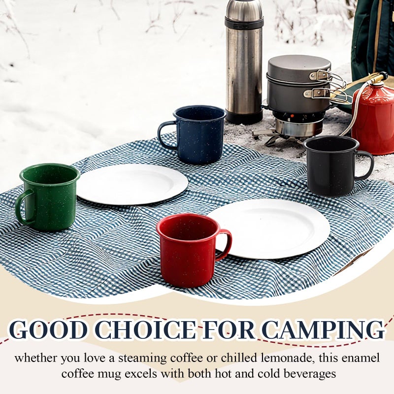 Mimorou 8 Pcs 16oz Enamel Mugs Outdoor Camping Coffee Cups for Hot Cold Beverages Durable for Home, Travel, Beach (red/blue/black/green) - Image 5