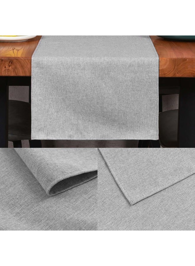 Winotic Grey Table Runner 13 x 36 Inches Long, Cotton Linen Farmhouse Style Dresser Scarf for Kitchen Dining Coffee Table Parties Wedding Home Decor (13” x 36”, Grey) - Image 3
