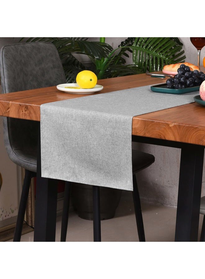 Winotic Grey Table Runner 13 x 36 Inches Long, Cotton Linen Farmhouse Style Dresser Scarf for Kitchen Dining Coffee Table Parties Wedding Home Decor (13” x 36”, Grey) - Image 2