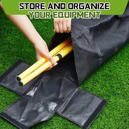 Dansydaisy Corner Flag Storage Bag for Coaching Stick Agility Poles Bag Oxford Slalom Pole Storage Agile Rod Package Guard Flag Field Hockey Lacrosse Effortless Holder for 16 Poles 6ft x 7inch(Black) - Image 4