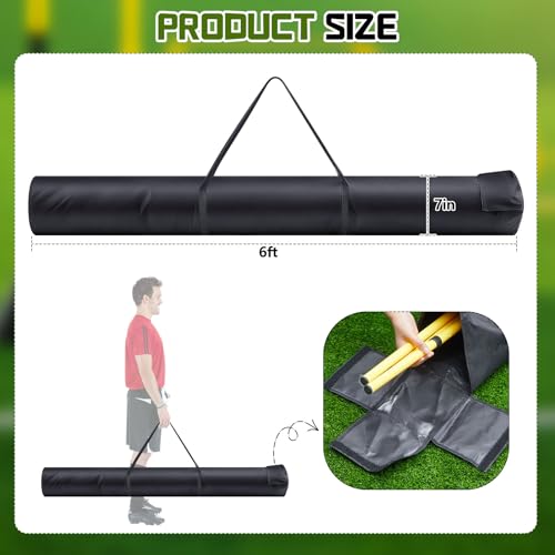 Dansydaisy Corner Flag Storage Bag for Coaching Stick Agility Poles Bag Oxford Slalom Pole Storage Agile Rod Package Guard Flag Field Hockey Lacrosse Effortless Holder for 16 Poles 6ft x 7inch(Black) - Image 3
