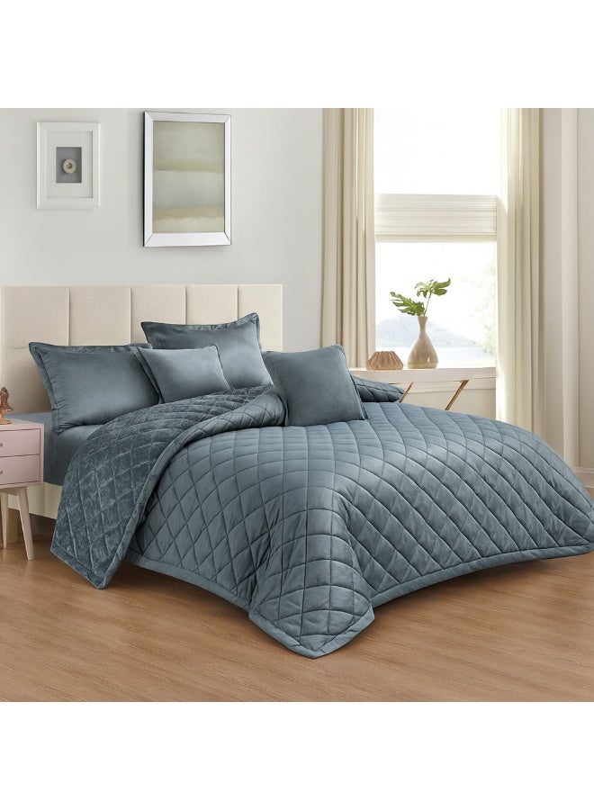 مينج لي مفرش شتوي نفر واحد مضغوط وجهين (مخمل / فرو) – طقم مفارش 4 قطع (1 لحاف + 1 شرشف سرير مطاطي + 2 أغطية وسائد ديكورية) مناسب لسرير مقاس 120×200 سم - Image 1