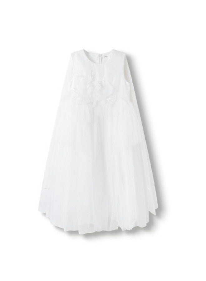 Balabala Girls' Dress 2025 New Summer Floral Embroidered Sleeveless Tulle Dress For Kids - Image 1