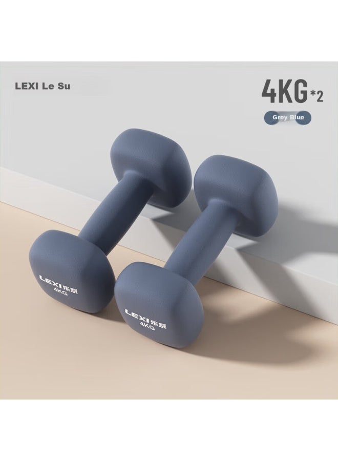 Lexi Le Series Dumbbell Coated For Men And Women, Home Fitness Muscle Arm Shaping Exercise Equipment, Gray-blue 4kg*2 Pieces - Image 1