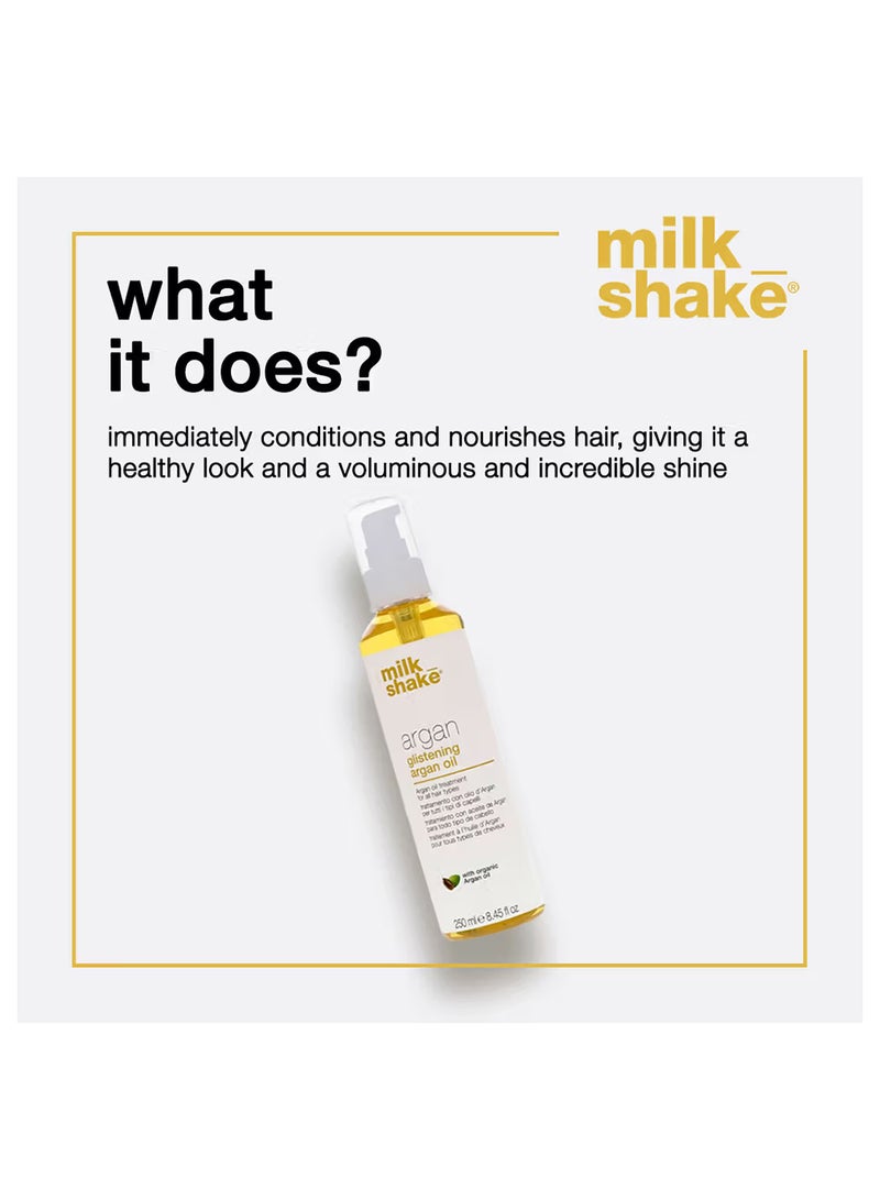 Milk Shake علاج زيت الأركان للشعر – زيت مغذي ومصلح للشعر الناعم واللامع والكثيف – مضاد للتجاعيد، مضاد للشيخوخة وحماية مع سيروم زيت الأركان مع السيليكون المرطب، 250 مل - Image 2
