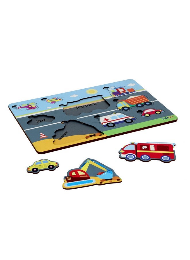 Fiddlys Wooden Learning Educational Puzzle 12 inch x 8 Inch Large Puzzle Toy for Kids & Children Age 4+ (Animals & Vehicles) - Image 5