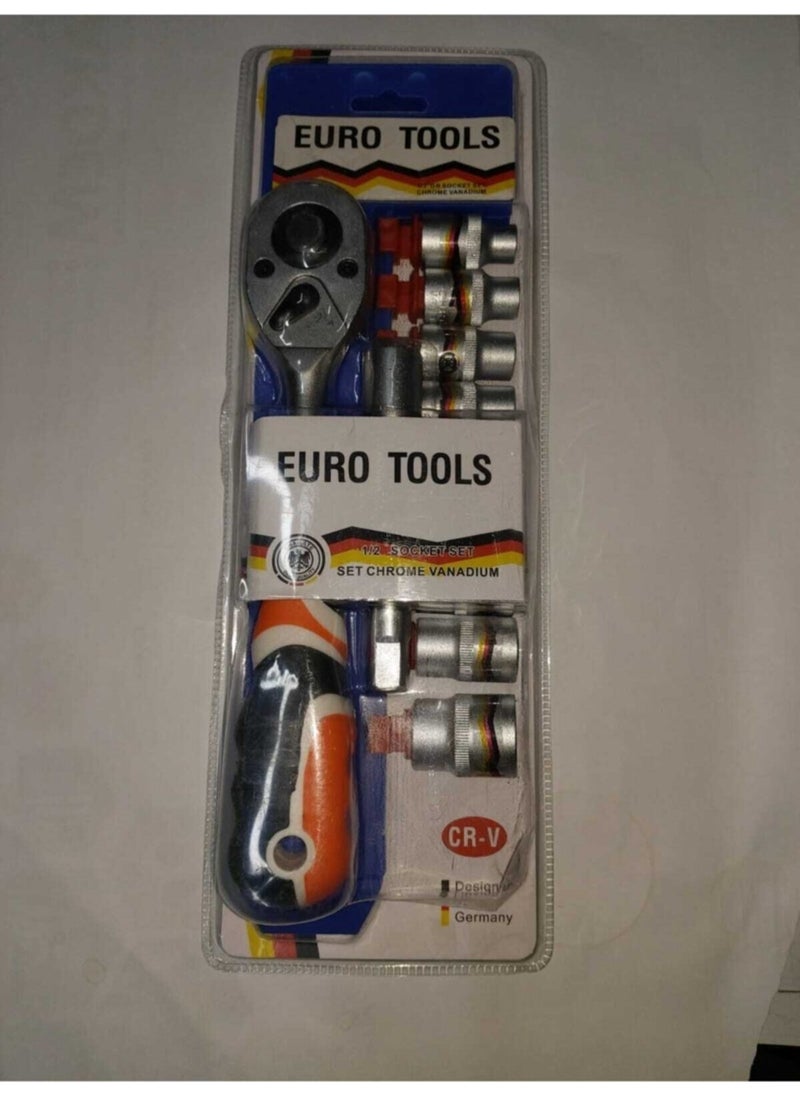 Euro tools Sufi Socket Set 1/2 Socket Set 12 Piece Socket Wrench Ratchet Set  - Image 2