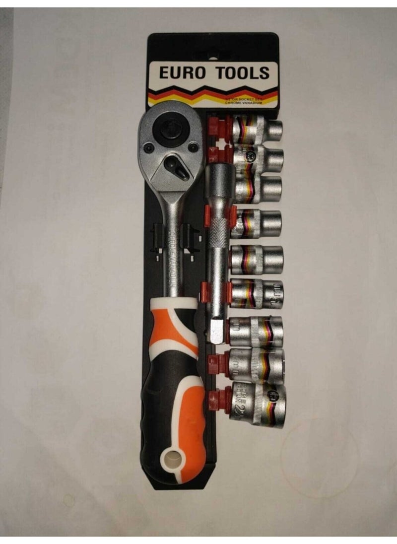 Euro tools Sufi Socket Set 1/2 Socket Set 12 Piece Socket Wrench Ratchet Set  - Image 1