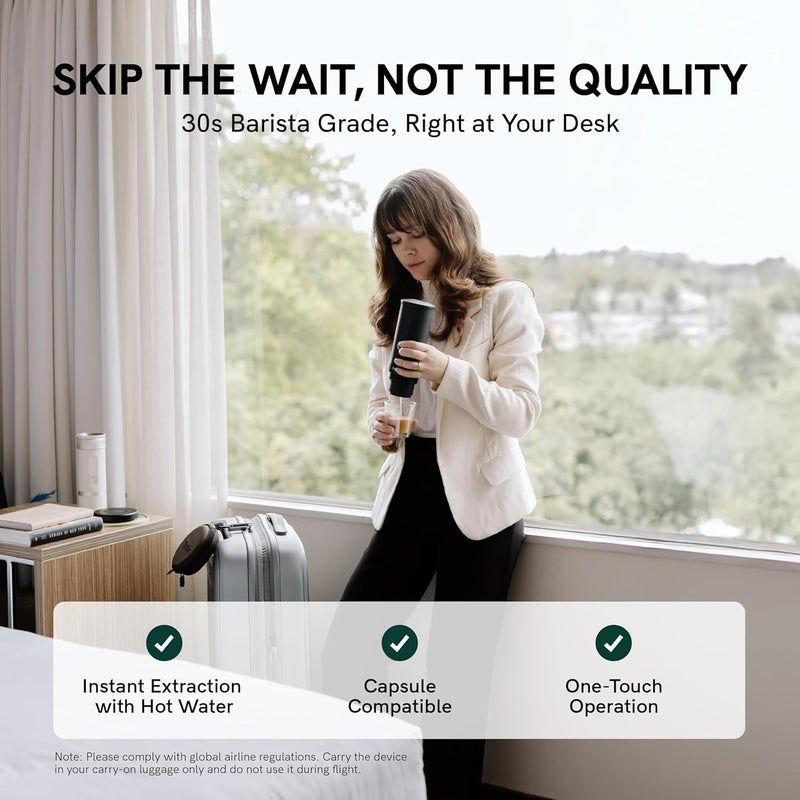 Outin Nano Portable Electric Espresso Machine, Travel Coffee Maker for Camping, Car Coffee Maker Self-Heating with USB-C, With Ground Coffee & NS Capsule for RV, Hiking, Office - Image 4