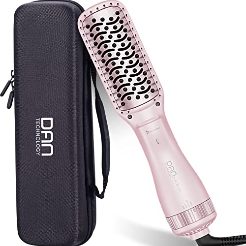 DAN Technology Hair Dryer, Negative Ion 3 in 1 Paddle Brush Dryer & Styler, Pink, 600W, for Damaged Hair, with 2 Speeds, 3 Heating Settings, Nylon Material, ALCI Safety Plug, [IN] Hair Care or Beauty - Image 1
