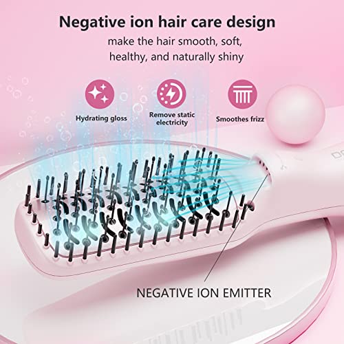 DAN Technology Hair Dryer, Negative Ion 3 in 1 Paddle Brush Dryer & Styler, Pink, 600W, for Damaged Hair, with 2 Speeds, 3 Heating Settings, Nylon Material, ALCI Safety Plug, [IN] Hair Care or Beauty - Image 4