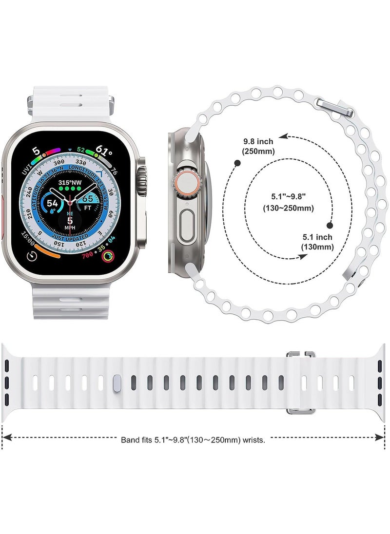Color Fans - Soft Silicone Ocean Sports Strap Compatible Apple Watch 41mm 40mm 38mm for Men Women, Adjustible Watch Band for Apple Watch SE/Series 9/8/7/6/5/4/3/2/1 - White - Image 1