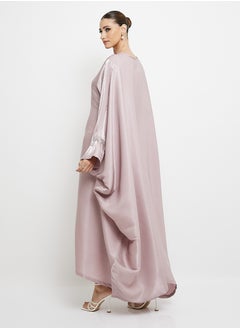 Rosette Abaya Embroidery Crew Neck kaftan  Abaya  - Image 3