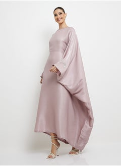 Rosette Abaya Embroidery Crew Neck kaftan  Abaya  - Image 2