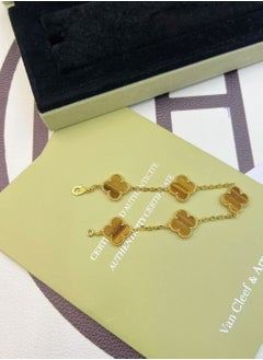 Van Women's four-leaf clover five-flower bracelet gold laser style  - Image 1
