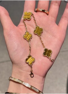 Van Women's four-leaf clover five-flower bracelet gold laser style  - Image 2