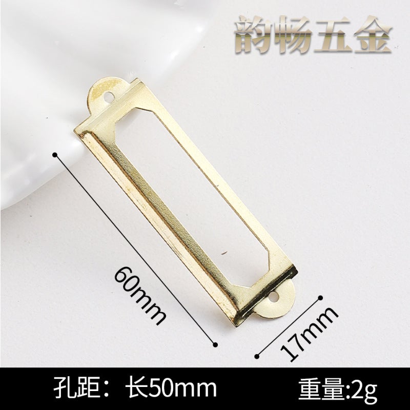Small Card Slot Name Card Frame Handle Label Frame Square Frame Iron Antique Drawer Card Clip Label Bookmark Frame - Image 1