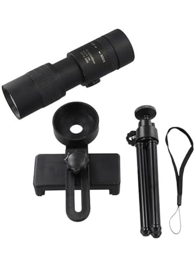 10 300X Zoom HD Monocular Telescope For Camping With Phone Clip Tripod Black - Image 2
