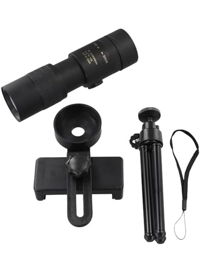 10 300X Zoom HD Monocular Telescope For Camping With Phone Clip Tripod Black - Image 5