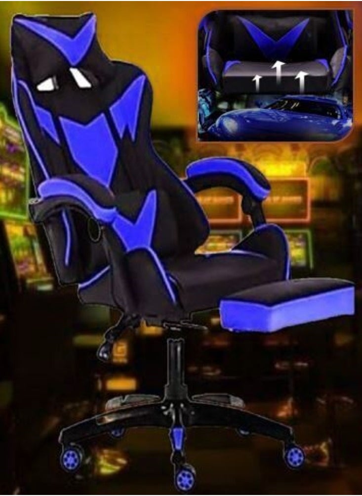 AWF AL WADI FURNITURE Gaming Chair, Big Size, Faux Leather Gaming Chair Heavyweight With Footrest,Ergonomic Gaming Chair,Comfortable,Head support,Lumbar Support,Black And Blue 