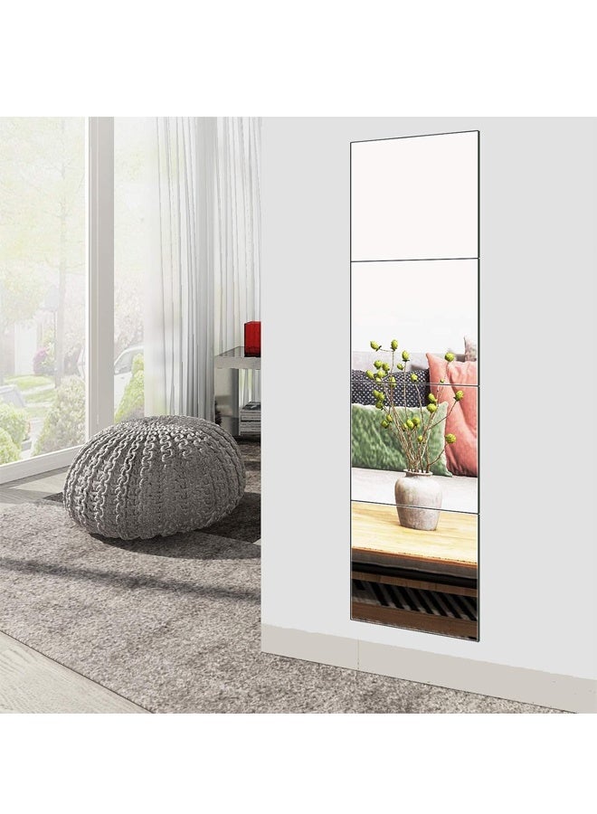 HOMESTAR Unbreakable Acrylic Full Length Mirror Tiles 8x8 Inch 4Pcs, Shatterproof Non-Glass Frameless Wall Mirror for Home Gym Fitness Bathroom - Image 2