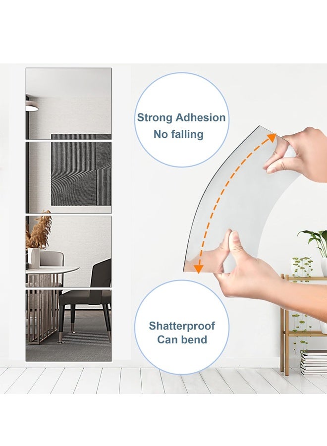 HOMESTAR Unbreakable Acrylic Full Length Mirror Tiles 8x8 Inch 4Pcs, Shatterproof Non-Glass Frameless Wall Mirror for Home Gym Fitness Bathroom - Image 4