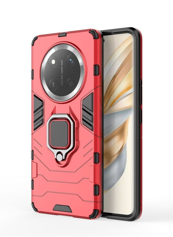 FLABOX Magnet Case for Honor X9c 5G Case (Hon X60 PRO 5G ) Shockproof Hard Phone Cover with Grip, Metal Ring Kickstand Bumper Shell [Compatible with Magnetic Car Mount] (Red)  - Image 1
