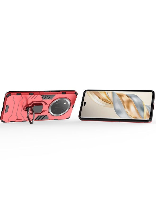 FLABOX Magnet Case for Honor X9c 5G Case (Hon X60 PRO 5G ) Shockproof Hard Phone Cover with Grip, Metal Ring Kickstand Bumper Shell [Compatible with Magnetic Car Mount] (Red)  - Image 2