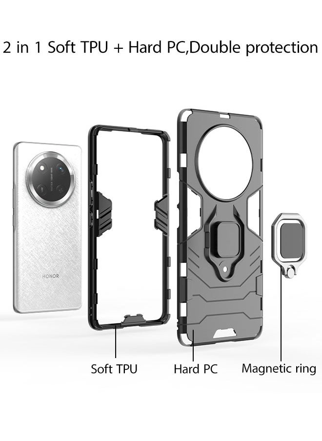 FLABOX Magnet Case for Honor X9c 5G Case (Hon X60 PRO 5G ) Shockproof Hard Phone Cover with Grip, Metal Ring Kickstand Bumper Shell [Compatible with Magnetic Car Mount] (Red)  - Image 5