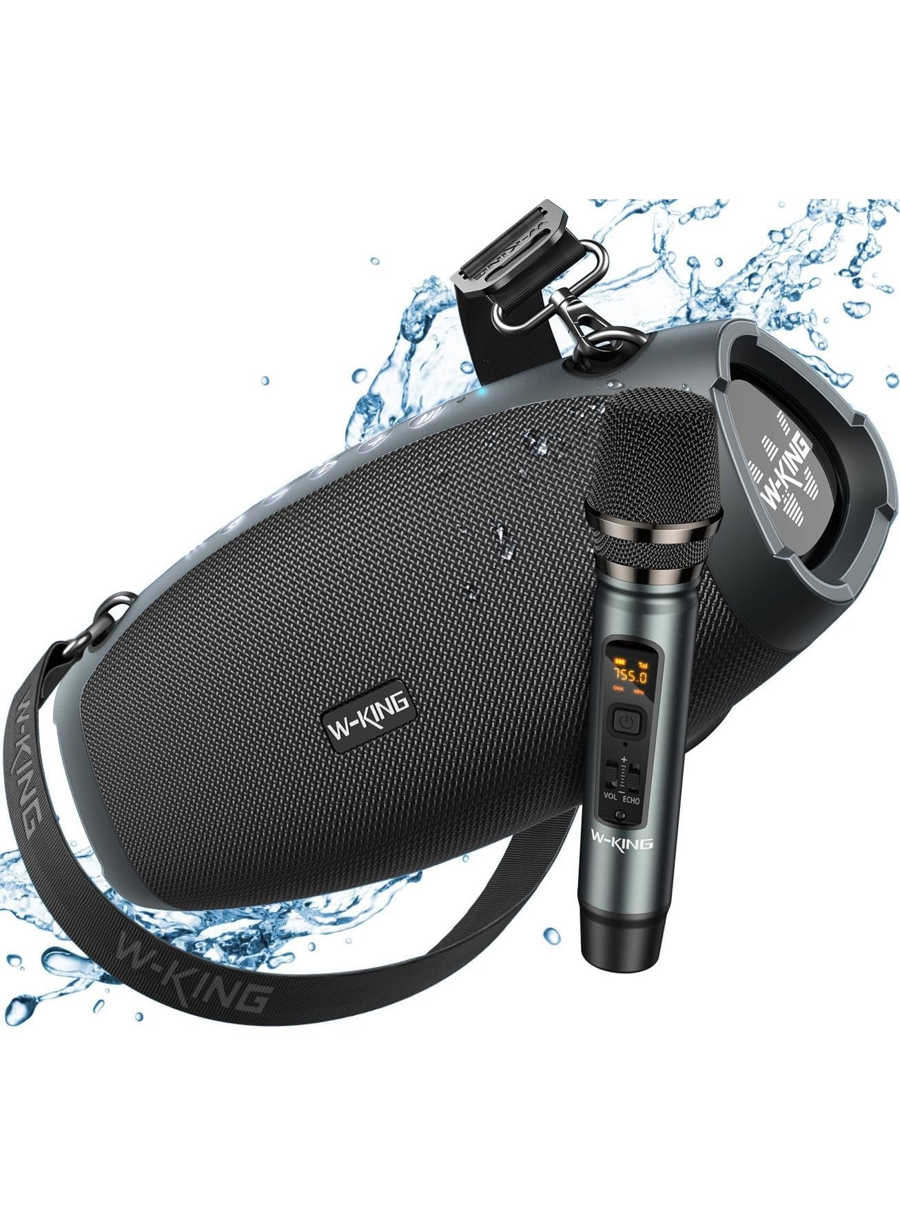 W-KING Portable Loud Bluetooth Speakers with Wireless Microphone, (120W Peak) 70W Outdoor Speaker Bluetooth Wireless Waterproof, Triple Passive Radiators-Deep Bass/Hi-fi/DSP/TF/AUX/EQ/Opener