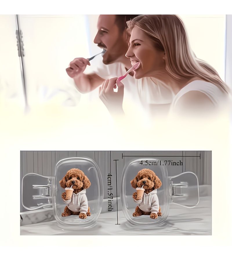 غطاءان صغيران لفرشاة أسنان على شكل دمية دب، حافظات وحوامل حماية للتخزين، إكسسوار للسفر والحمام - Image 4