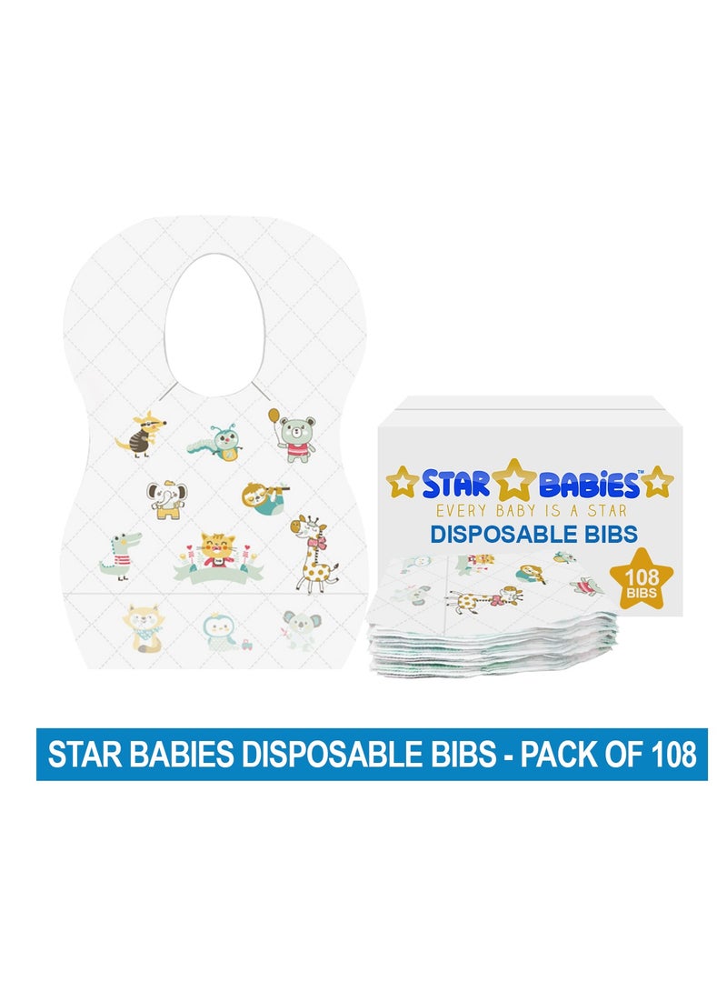 STAR BABiES Disposable Bibs Pack of 108-Animal Print - Image 2