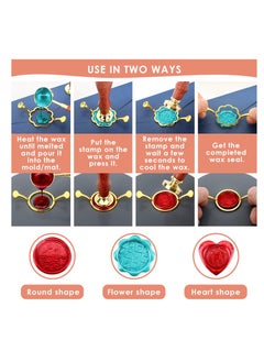 Excefore 3 Pack Metal Wax Seal Molds With Round Flower Heart Shape For 1 Inch Wax Seal Stamp, DIY Craft Adhesive Waxing  - Image 4